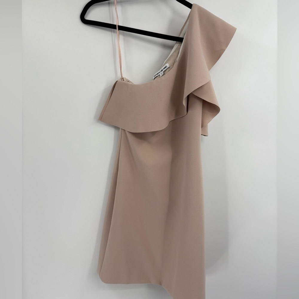 Elizabeth and James one shoulder pink ruffle sheath Jerard ponte Dress size 2